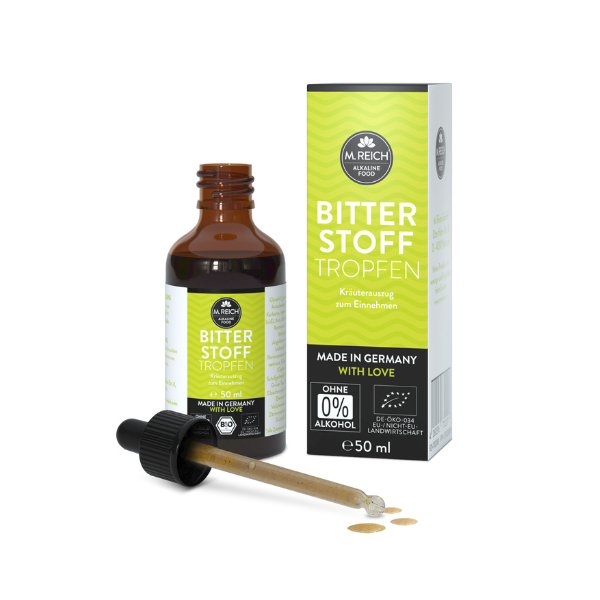 M. Reich Bitterstoff Tropfen – alkoholfreier Kräuterauszug mit Pipette zum Einnehmen, 50 ml Flasche mit Verpackung