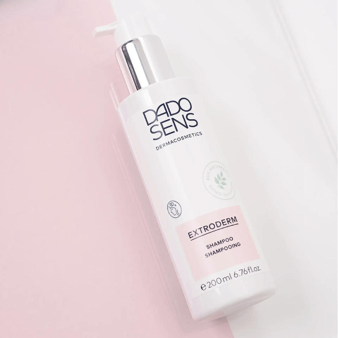 DADO SENS EXTRODERM Shampoo 200 ml – sanftes dermatologisches Shampoo für trockene, empfindliche Kopfhaut, mit Pumpspender