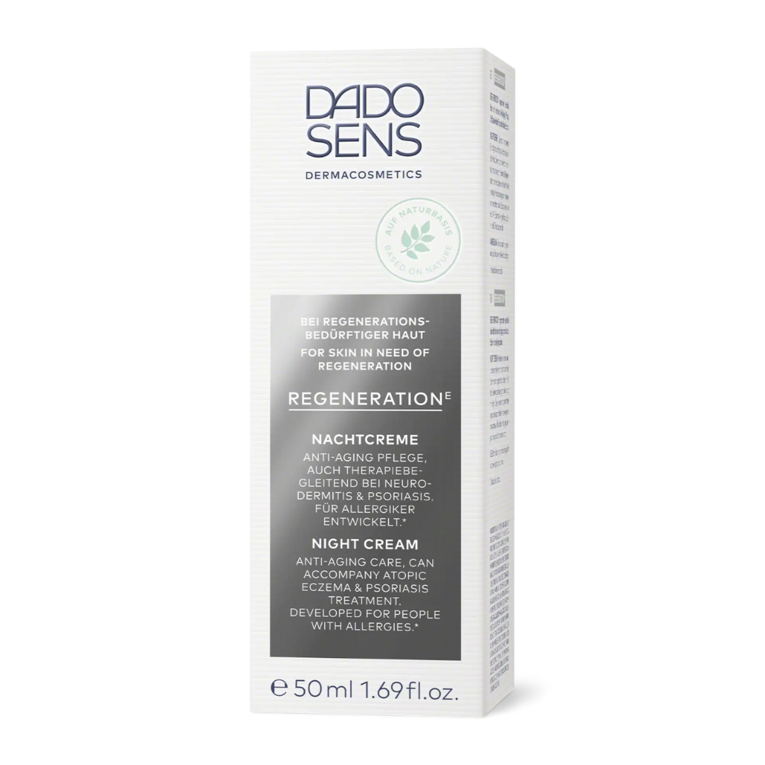 DADO SENS REGENERATION E Nachtcreme 50 ml – Verpackung der regenerierenden Nachtpflege für sensible Haut