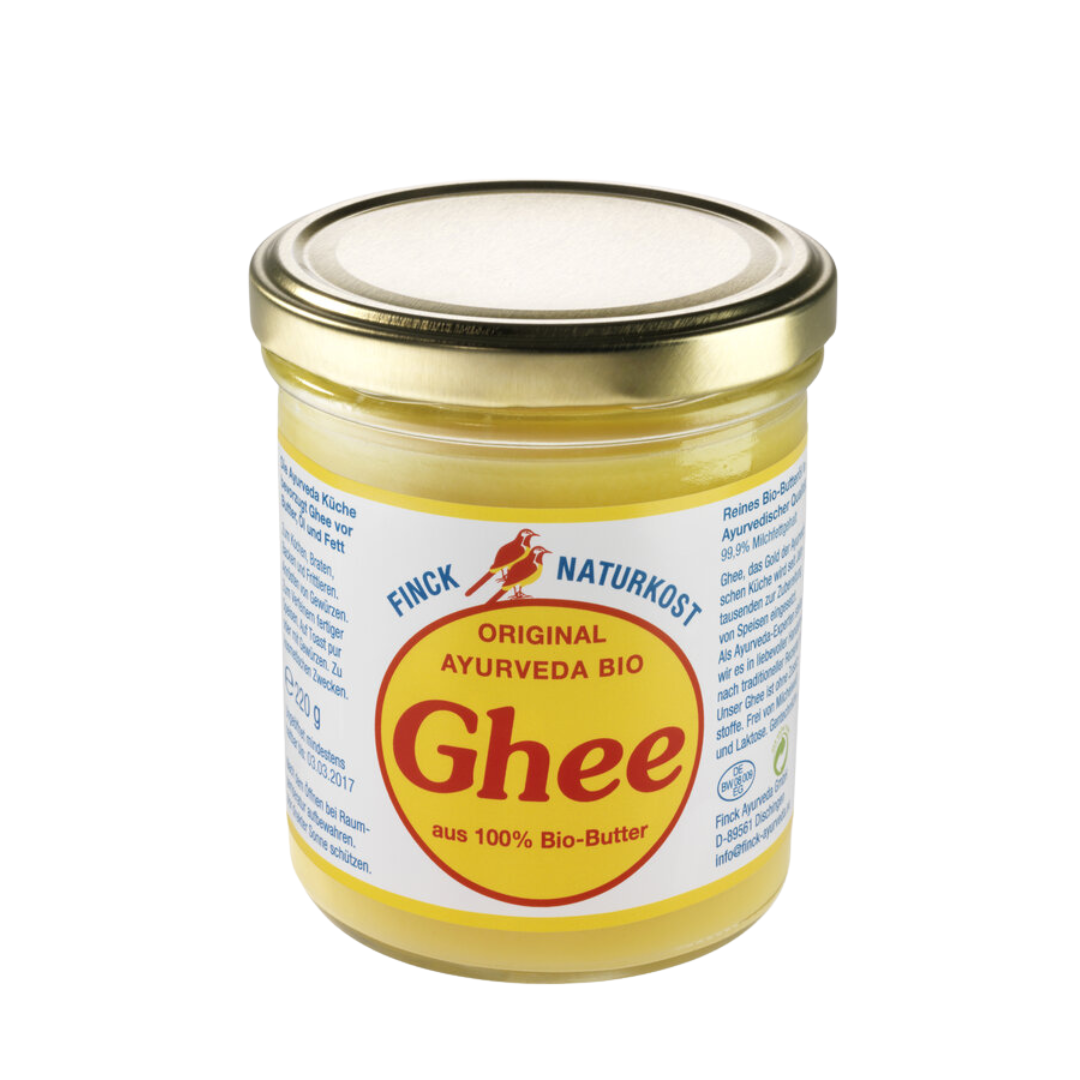 Finck Ayurveda Bio Ghee 220 g – reines Bio-Butterfett für die ayurvedische Küche und zum Braten, Backen oder als Brotaufstrich.