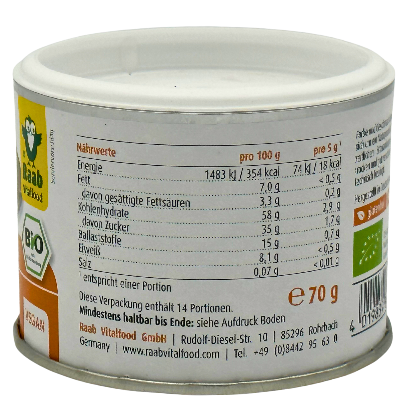 Raab Bio Goldene Milch Curcuma Latte Pulver, 70g