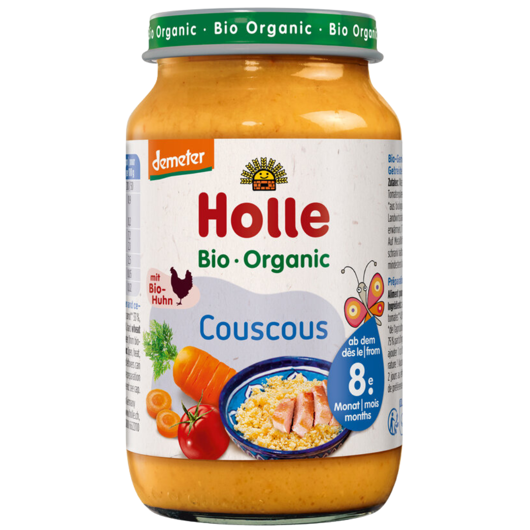 Holle Bio-Couscous Babygläschen mit Demeter-Gemüse und Bio-Huhn – ideal für Babys ab dem 8. Monat