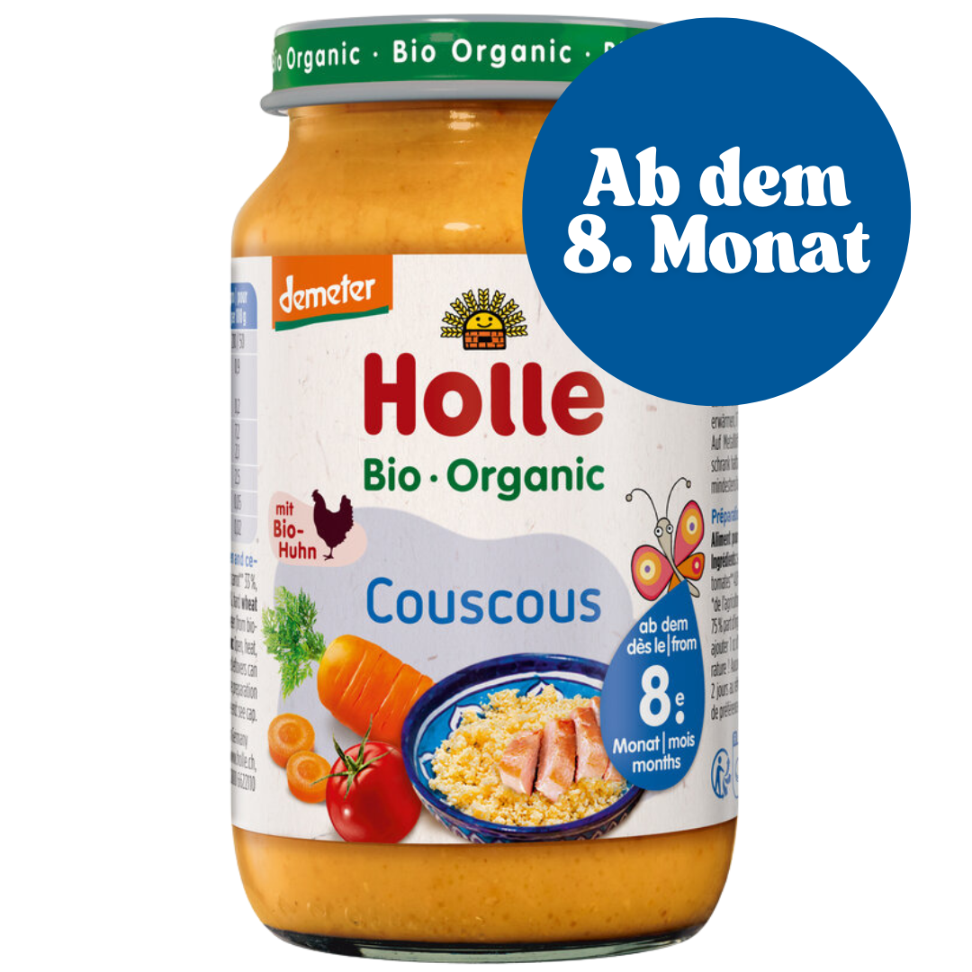Holle Couscous Babygläschen mit Karotte, Tomate und Huhn – Bio-Beikost ab dem 8. Monat