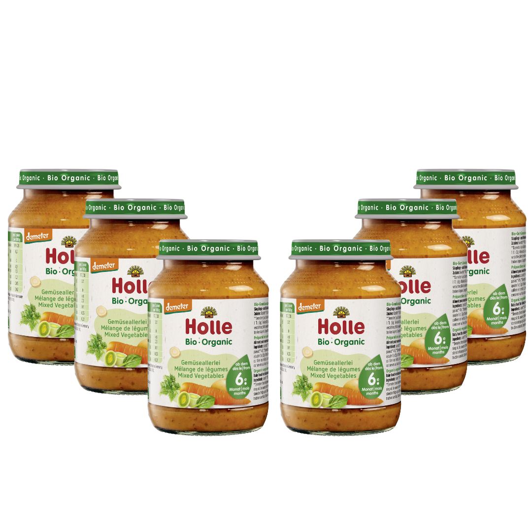 Holle Bio-Gemüseallerlei Babygläschen im 6er-Pack – Demeter-zertifiziertes Gemüse-Menü ab dem 6. Monat