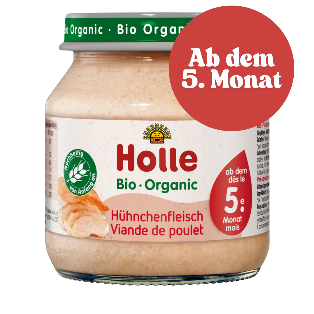 Holle Hühnchenfleisch Gläschen – Bio-Fleischzubereitung für Babys ab dem 5. Monat