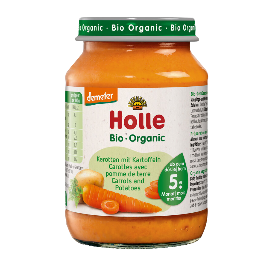 Holle Bio-Babygläschen Karotten mit Kartoffeln ab dem 5. Monat – milde Gemüsebeikost für Babys