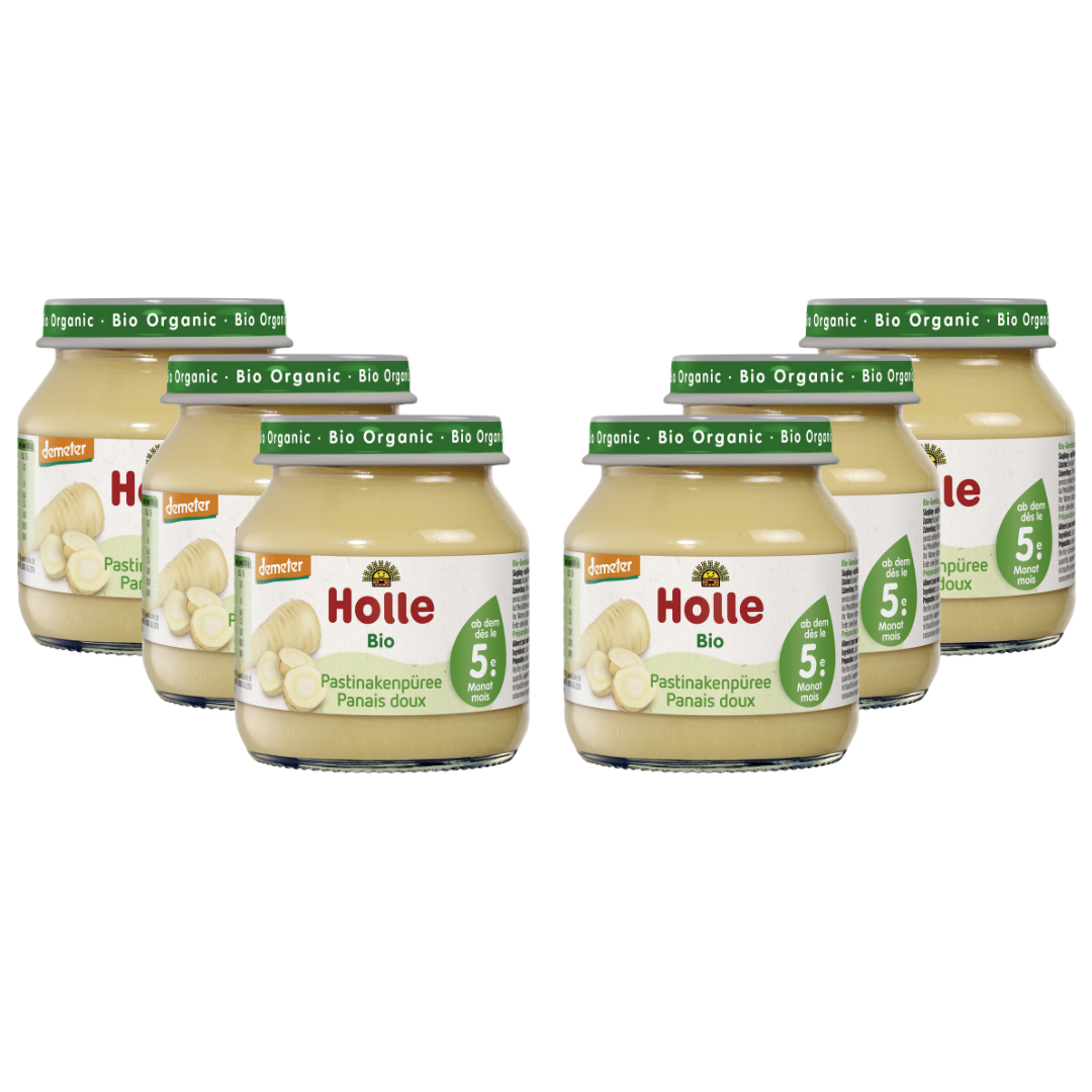 Holle Pastinakenpüree im 6er-Pack – Bio-Gemüsepüree für Babys ab dem 5. Monat.