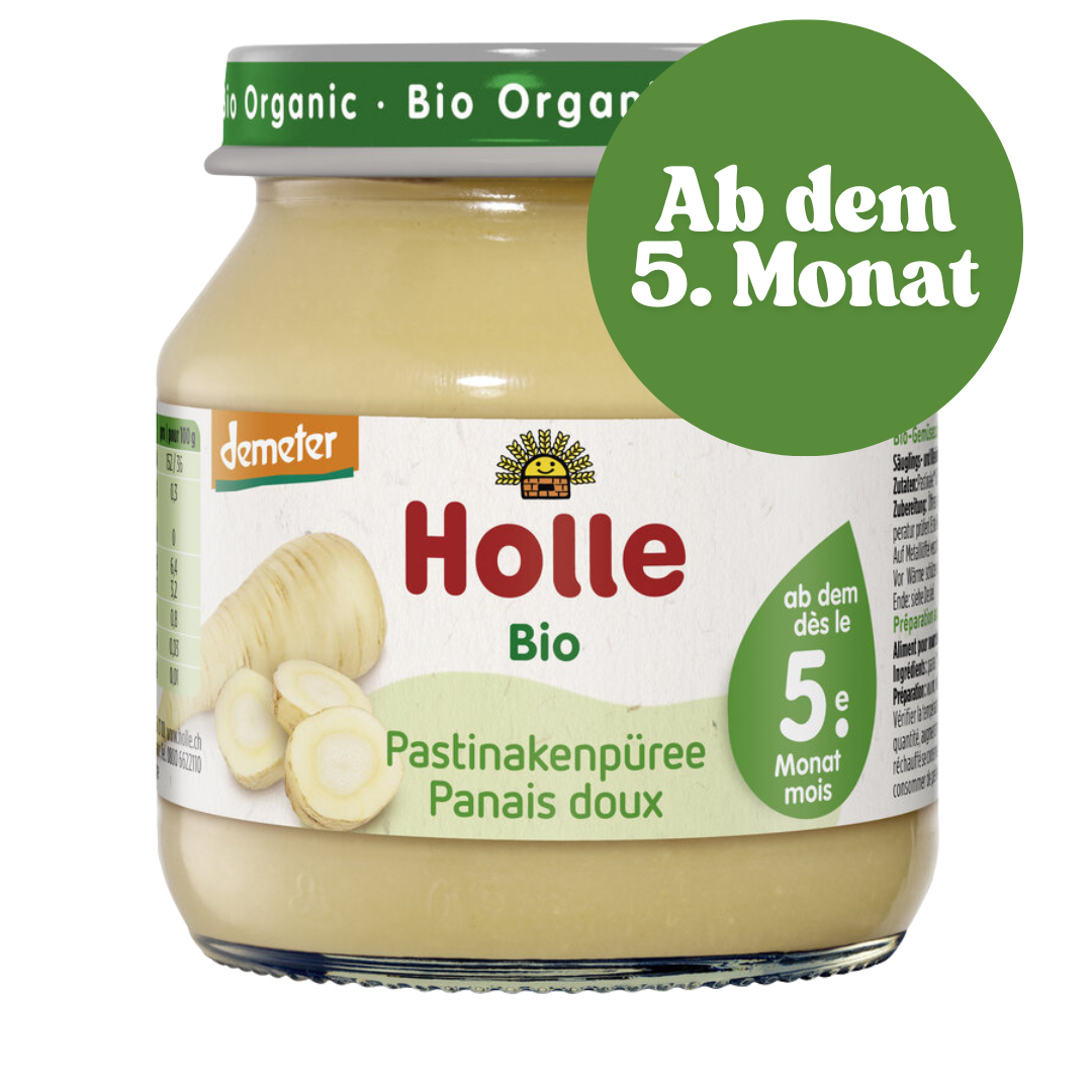 Holle Babybrei Pastinakenpüree – milde Bio-Beikost für Babys ab dem 5. Monat.