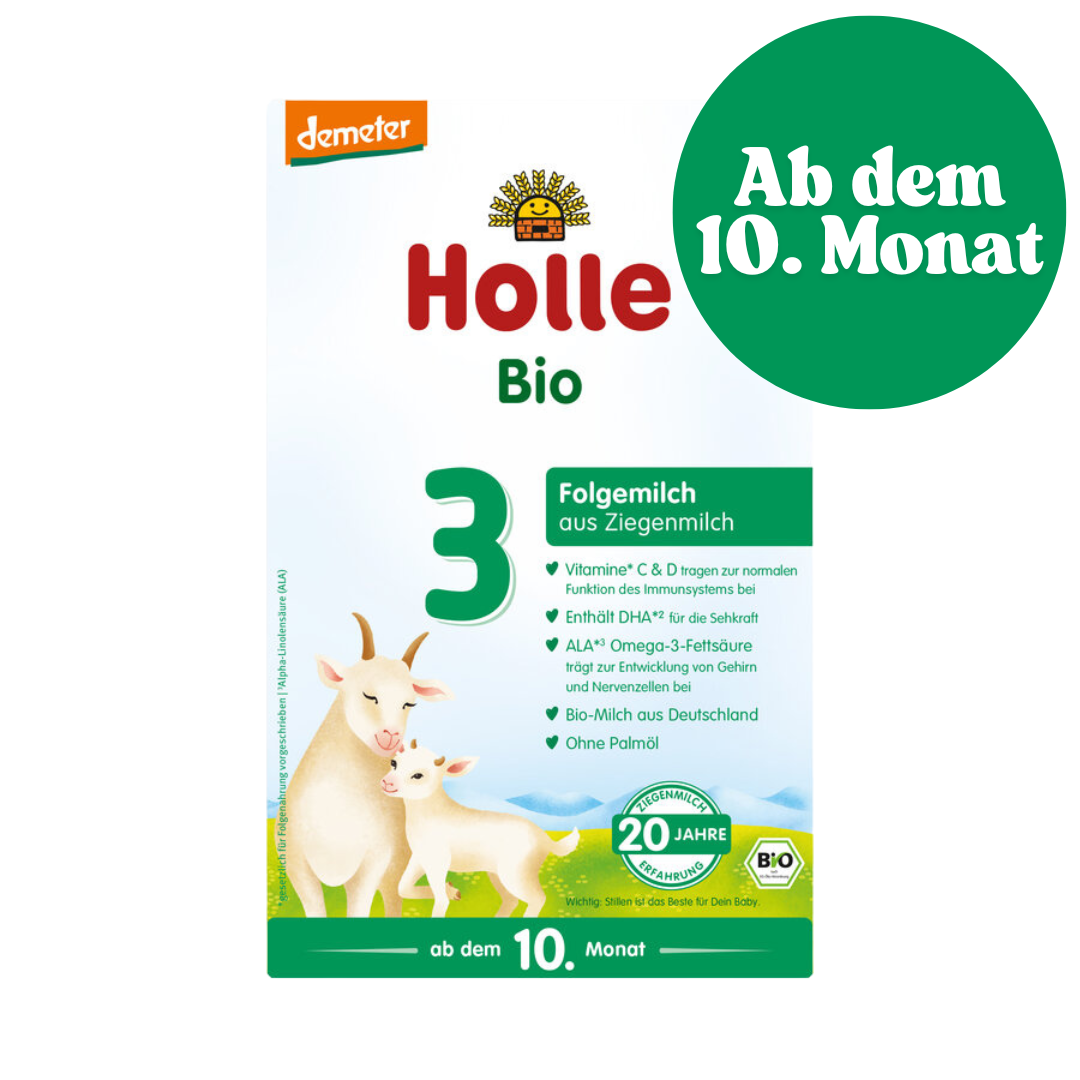 Holle Bio Folgemilch 3 für Babys ab dem 10. Monat – Ziegenmilch in Demeter-Qualität mit Omega-3-Fettsäuren und Vitaminen