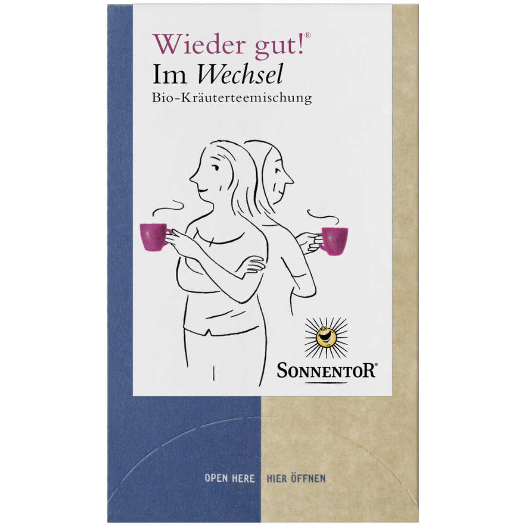 Sonnentor Im Wechsel Tee aus der Wieder gut! Serie – Bio-Kräutertee für Frauen in der Lebensmitte, mit illustrativer Verpackung