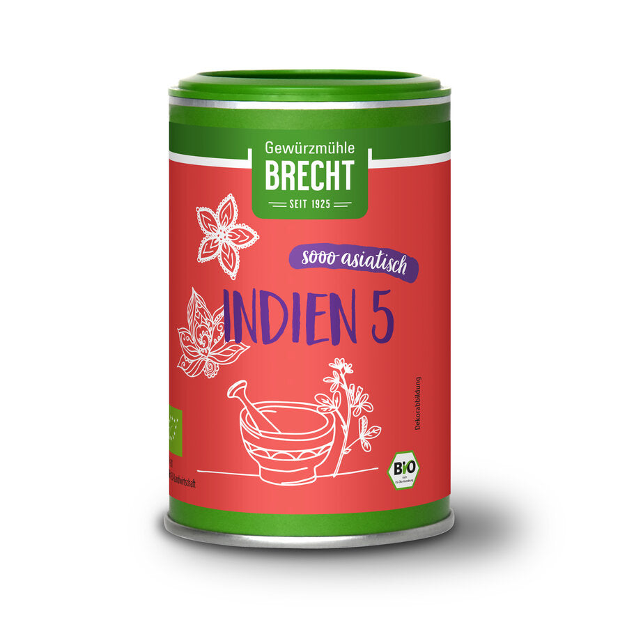 Indien 5 Bio Gewürzmischung 70g Gewürzmühle Brecht