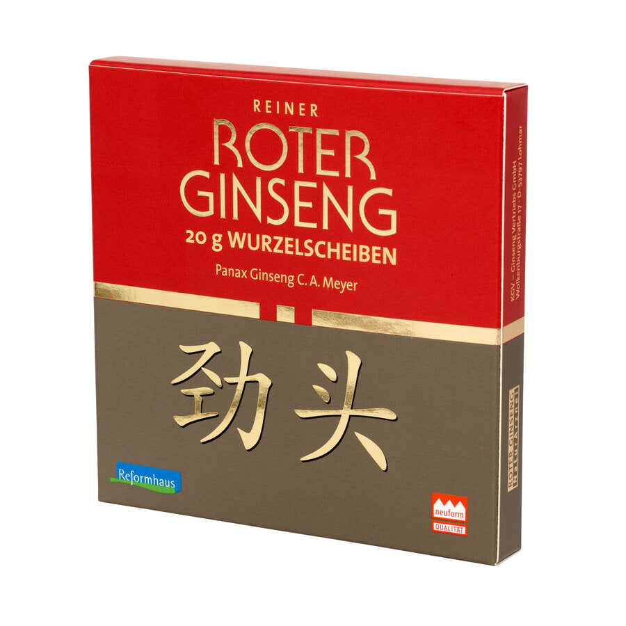 Reiner Roter Ginseng Wurzelscheiben 20 g – Panax Ginseng C. A. Meyer in Reformhaus-Qualität, neuform zertifiziert