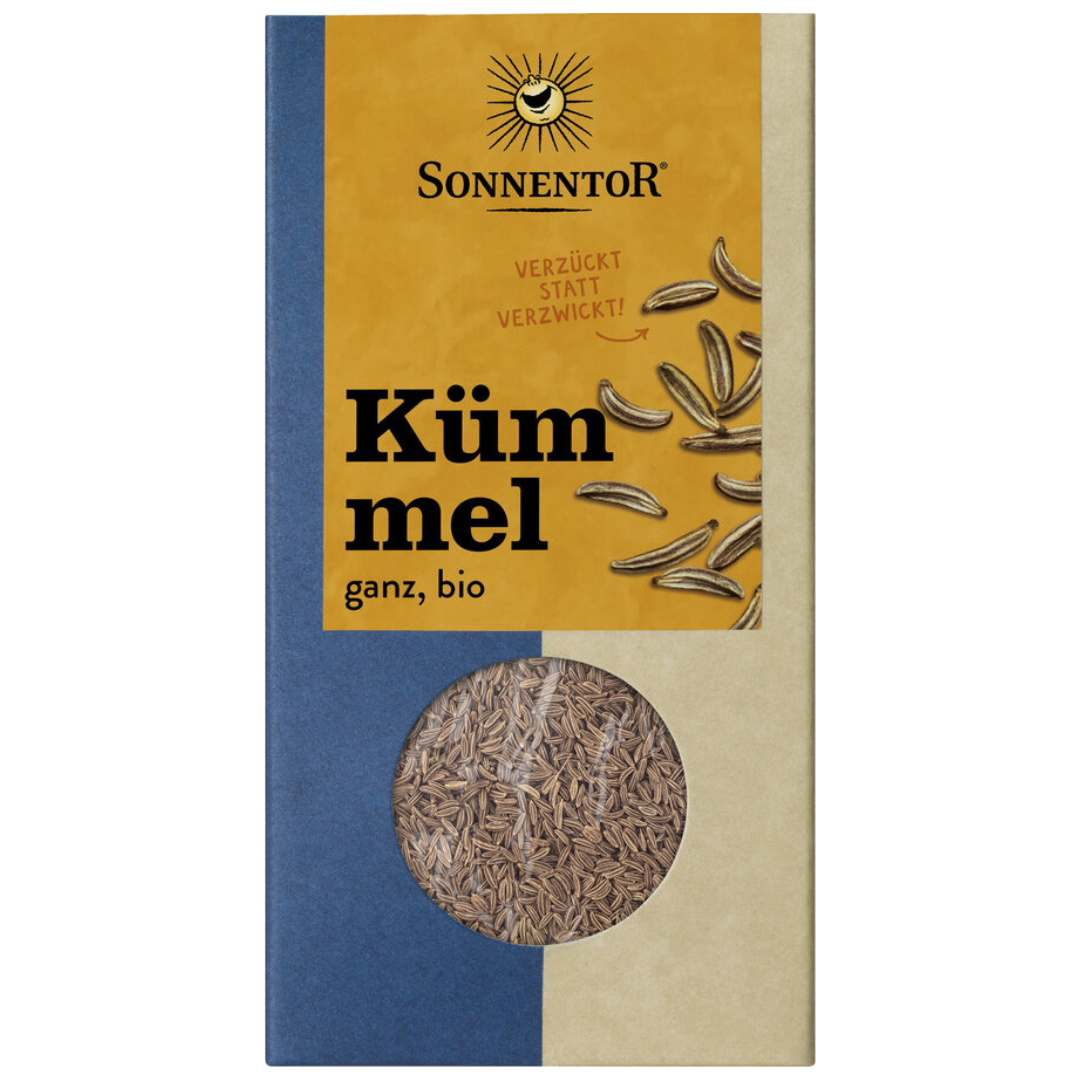 Sonnentor Kümmel ganz – Bio-Kümmelsamen für Brot, Eintöpfe und herzhafte Gerichte in 60 g Packung