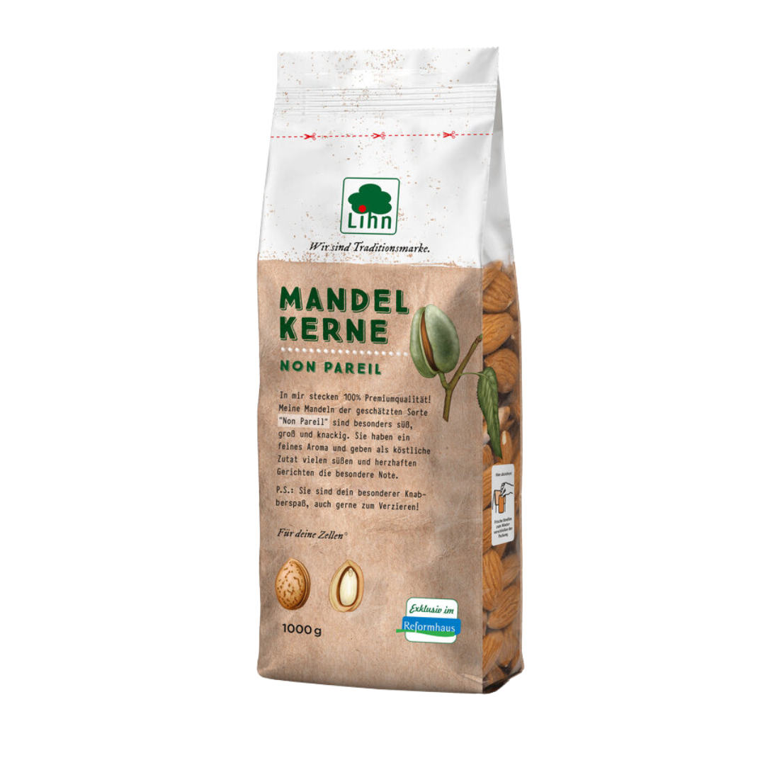 Lihn Mandelkerne Non Pareil 1kg – ganze Mandeln in großer Vorratspackung, reich an Aroma, exklusiv im Reformhaus