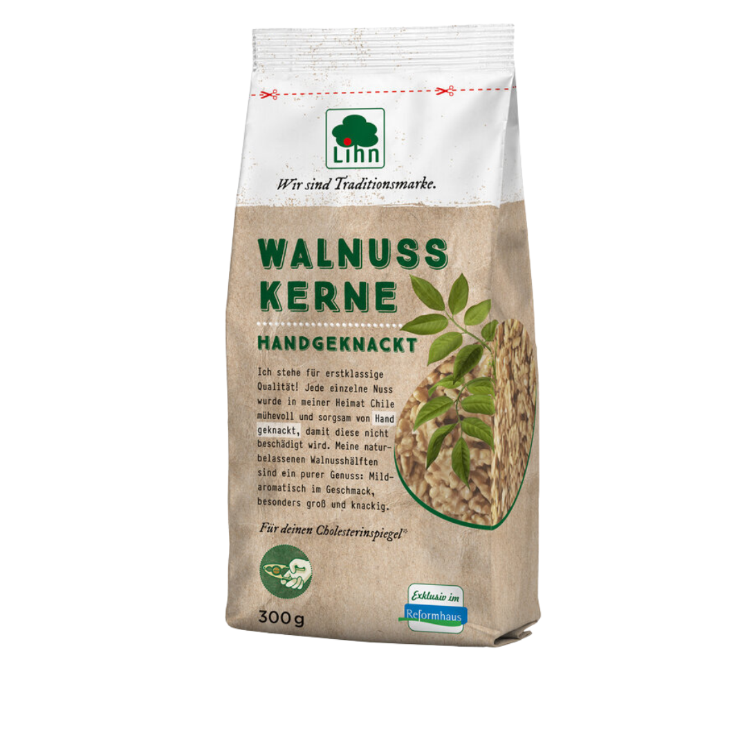 Lihn Walnusskerne 300 g – hochwertige, handgeknackte Walnusshälften aus Chile mit mildem Geschmack und knackiger Textur, exklusiv im Reformhaus