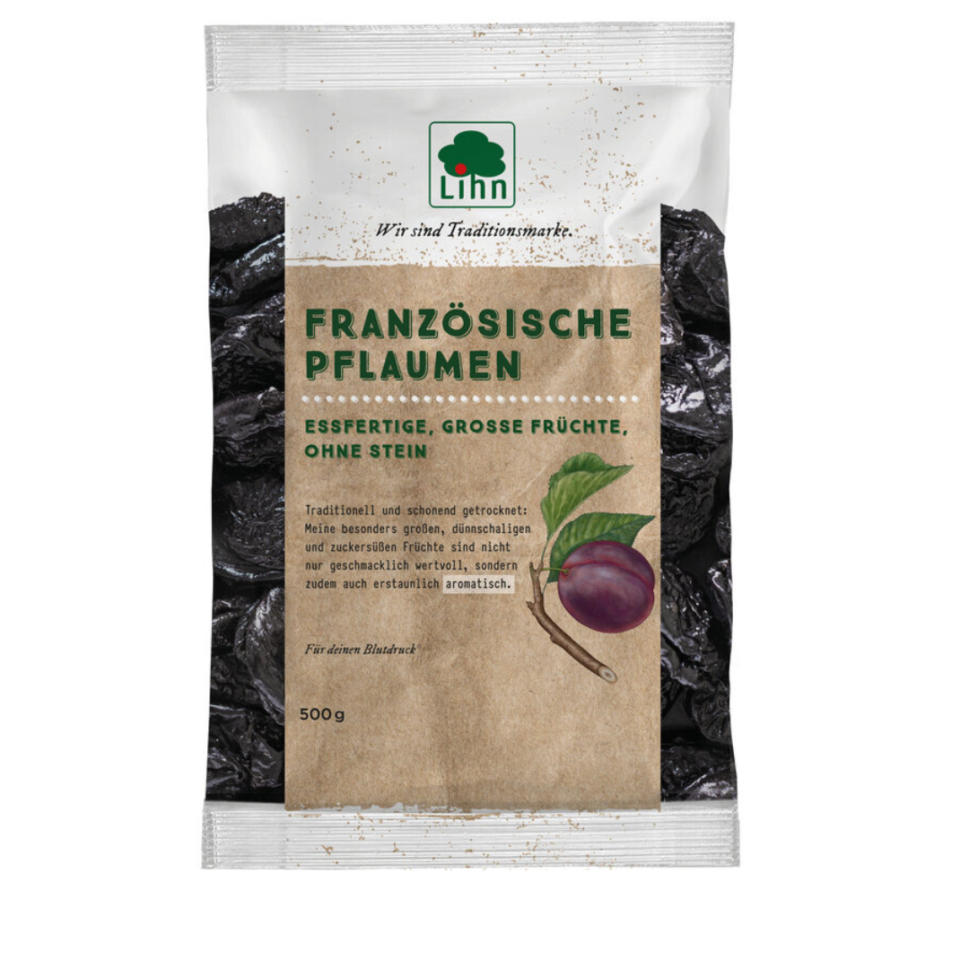 Lihn Französische Pflaumen 500 g – große, zuckersüße Trockenfrüchte ohne Stein, schonend getrocknet und verzehrfertig