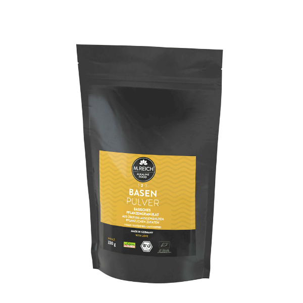 M. Reich Basenpulver 330 g – basisches Pflanzengranulat im praktischen Nachfüllbeutel, vegan und glutenfrei.