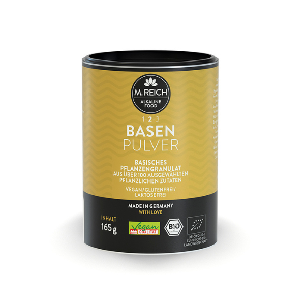 M. Reich Basenpulver 165 g – basisches Pflanzengranulat aus über 100 pflanzlichen Zutaten, Bio-Qualität, Made in Germany.