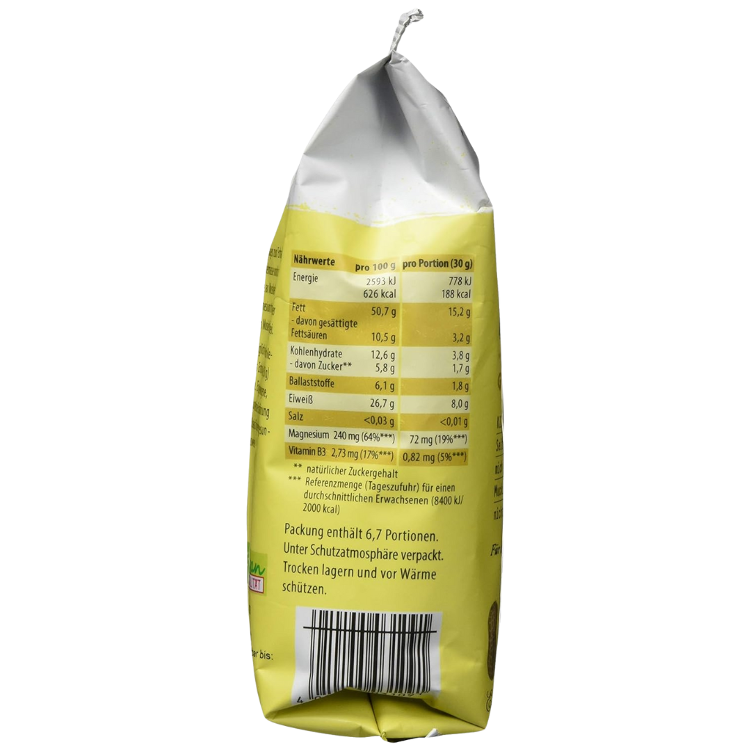 Seitenansicht Reformhaus Erdnusskerne geröstet – Nährwerte pro 100 g und pro Portion, inklusive Fett-, Zucker- und Vitamingehalt