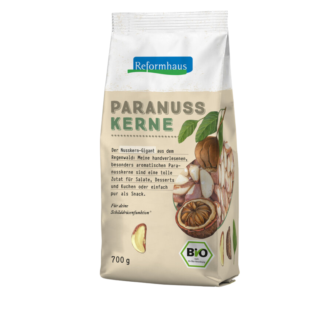 Reformhaus Paranusskerne Bio 700 g – große Vorratspackung mit ungesalzenen, naturbelassenen Paranüssen aus dem Regenwald