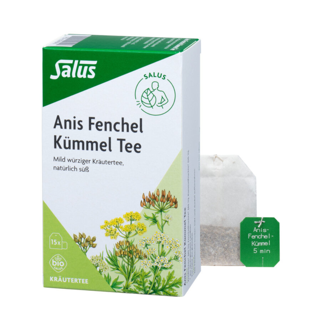 Salus Anis-Fenchel-Kümmel Tee 30 g – Packung mit 15 Bio-Teebeuteln, mild würziger Kräutertee, natürlich süß