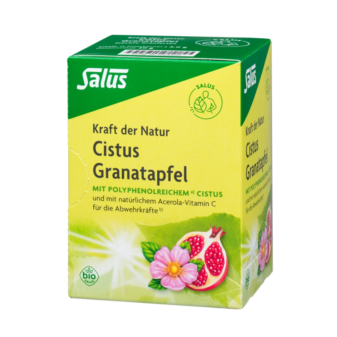 Salus Cistus Granatapfel Tee Bio 15 Filterbeutel – polyphenolreicher Kräutertee mit Cistus, Granatapfel und Acerola