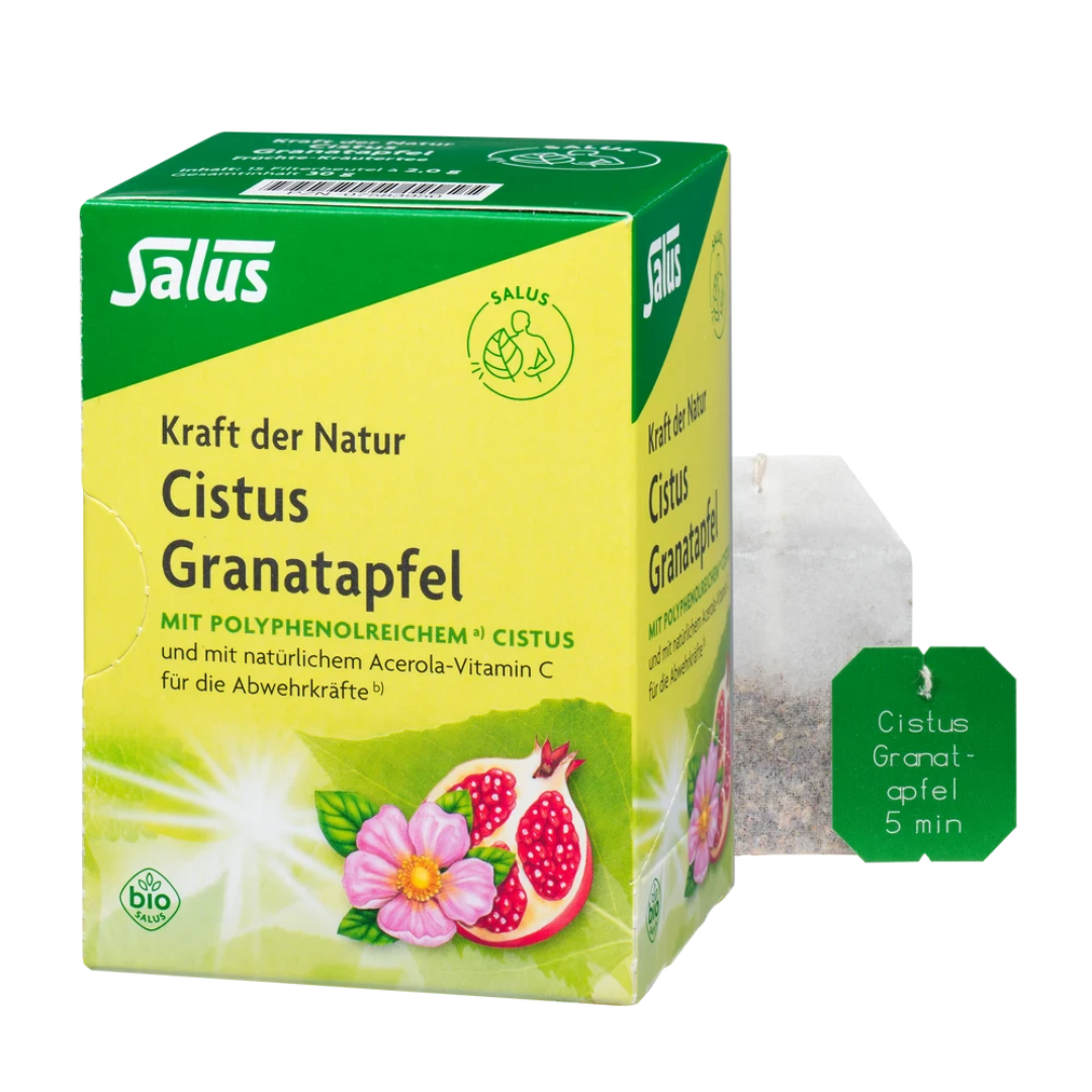 Salus Cistus Granatapfel Tee Bio – Packung mit Filterbeutel, Kräutertee mit Cistus, Granatapfel und Acerola