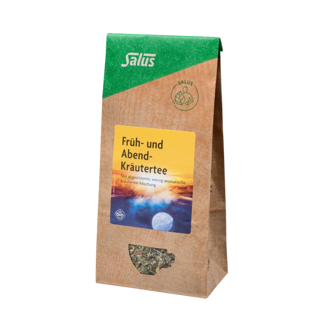 Salus Früh- und Abend-Kräutertee lose 100 g – würzig-aromatische Kräuterteemischung in Papierverpackung