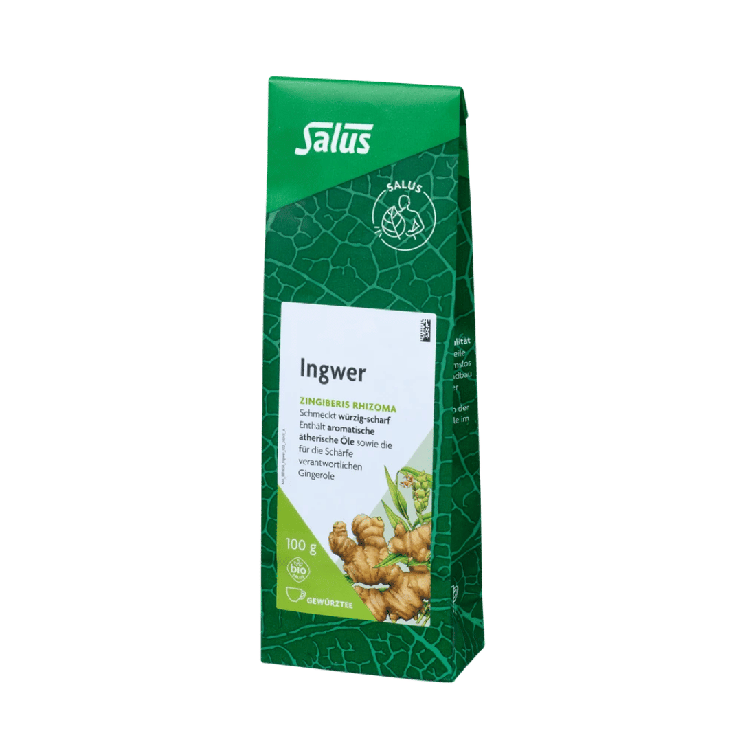 Salus Ingwer Gewürztee – 100 g lose Bio-Ingwerstücke im Aromaschutzbeutel, würzig-scharfer Geschmack