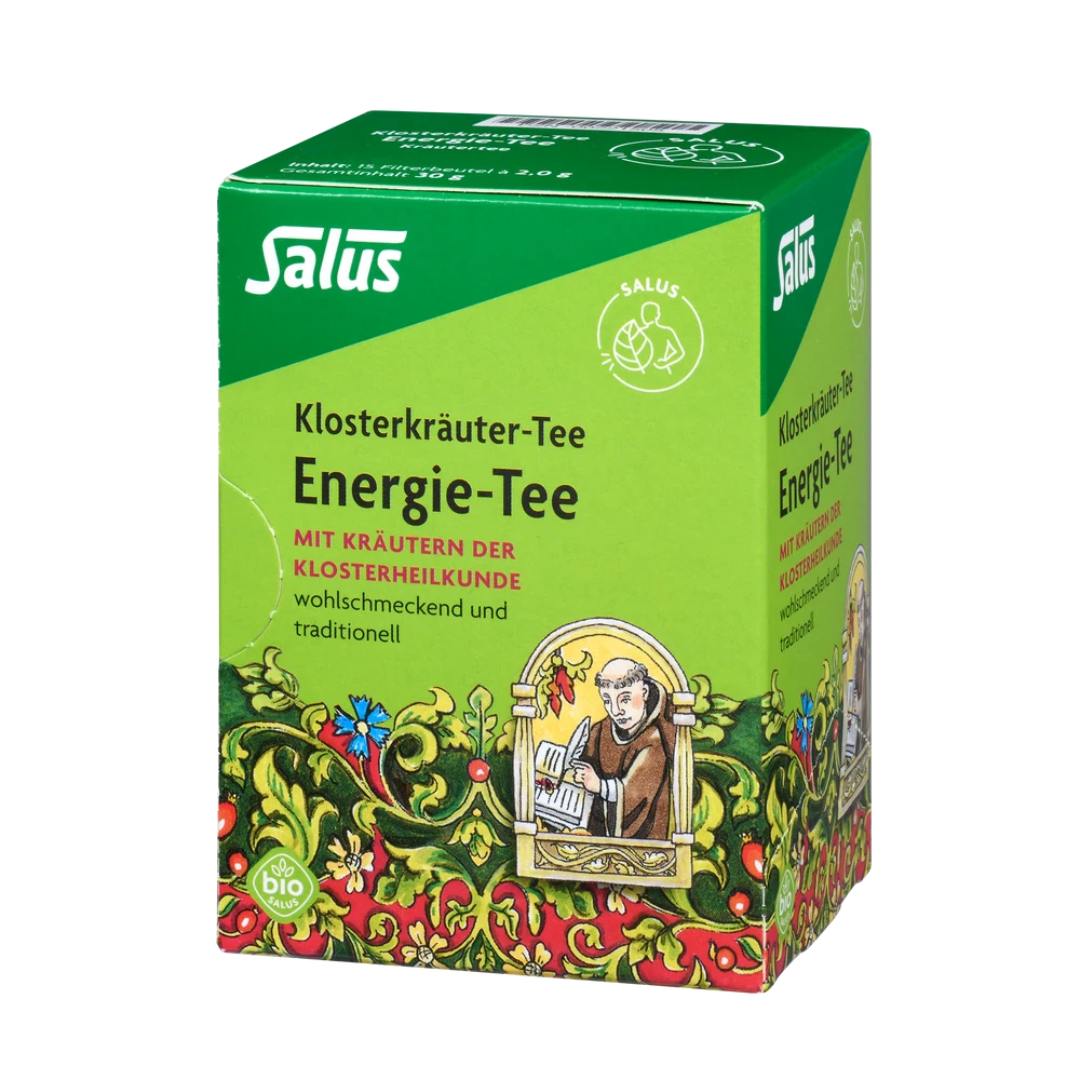 Salus Klosterkäutertee Energie-Tee Bio – Packung mit wohlschmeckendem Kräutertee nach Klosterrezeptur