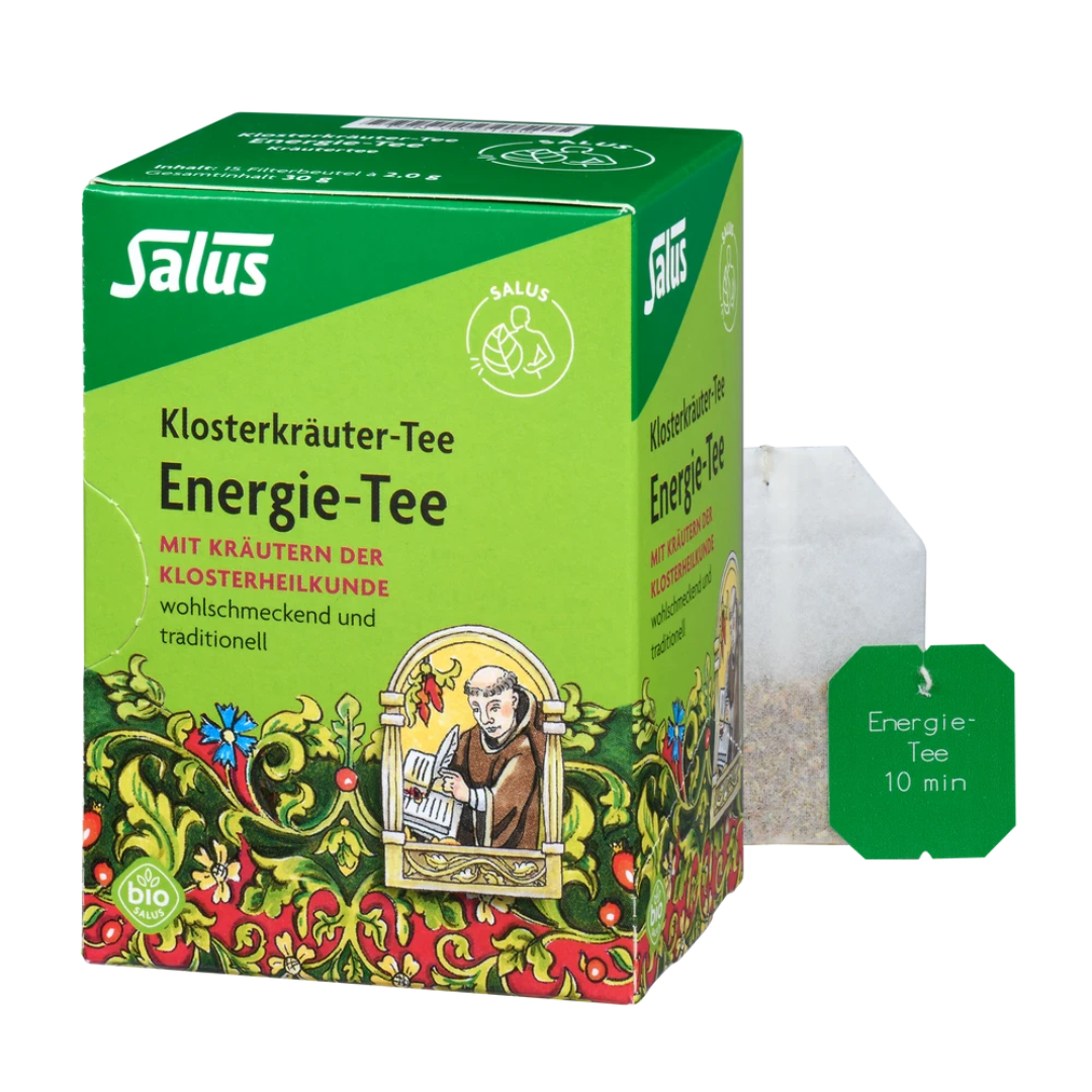 Salus Klosterkäutertee Energie-Tee Bio – Teepackung mit einzeltem Teebeutel und 10 Minuten Ziehzeit
