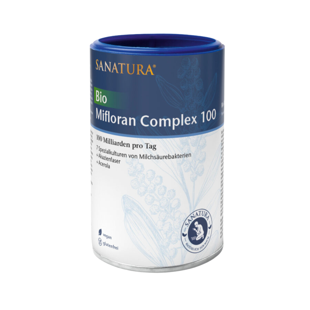 Sanatura Bio Mifloran Complex 100 – 200 g Pulver mit 100 Milliarden Milchsäurebakterien pro Tagesdosis, 7 Kulturen, Akazienfaser und Acerola, vegan und glutenfrei
