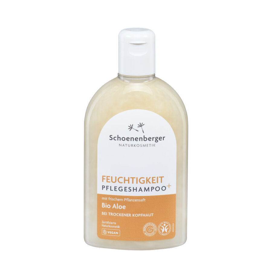 Schoenenberger Naturkosmetik Feuchtigkeit Pflegeshampoo Bio Aloe für trockene Kopfhaut, veganes zertifiziertes Naturkosmetik-Shampoo in Flasche
