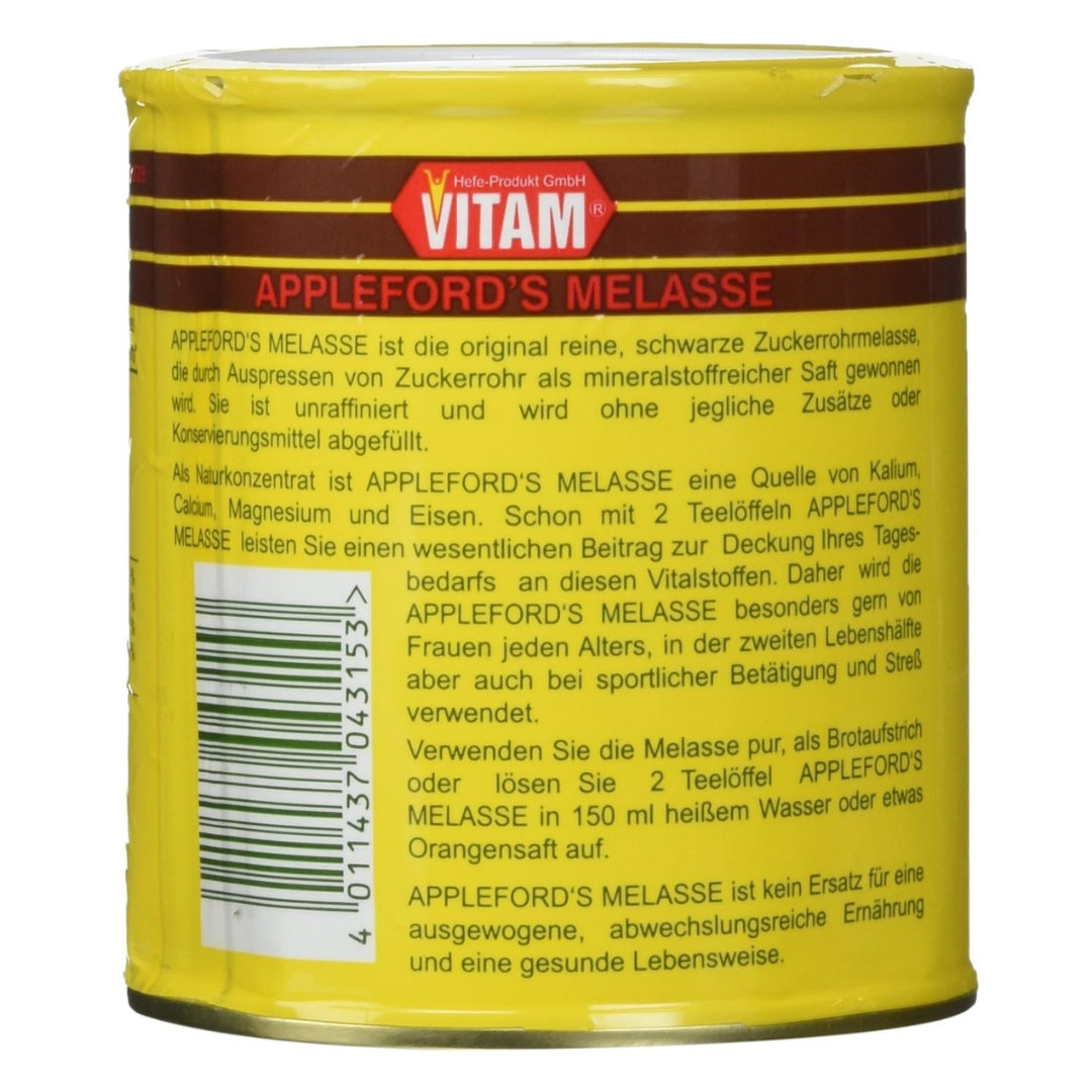 VITAM Appleford’s Melasse 680g – Beschreibung und Anwendungsempfehlung auf der Dose