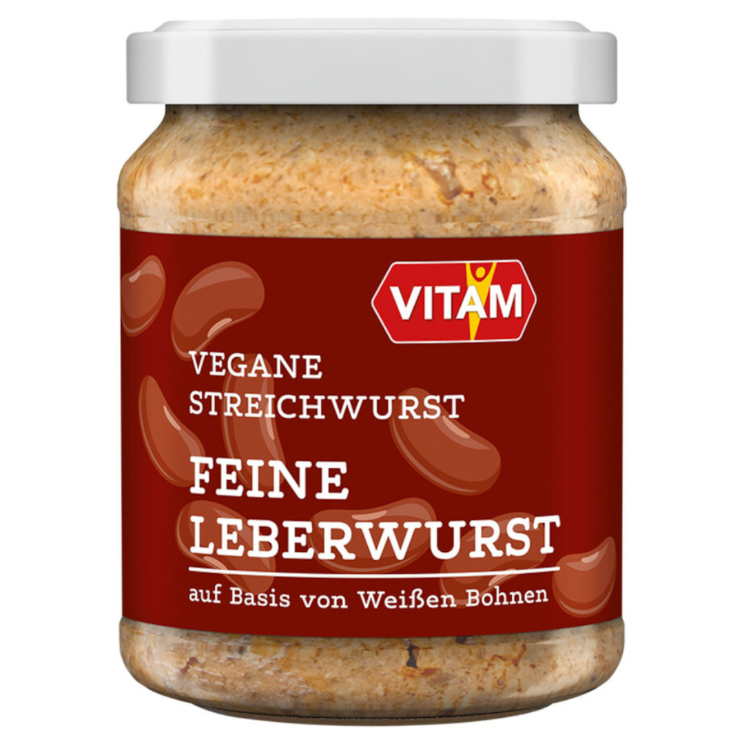 VITAM Vegane Streichwurst Feine Leberwurst 120 g Glas Vorderansicht