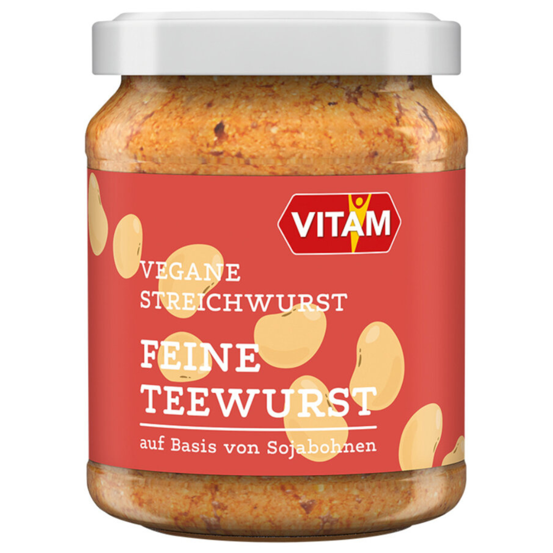 VITAM Vegane Streichwurst Feine Teewurst 120 g Glas Vorderansicht