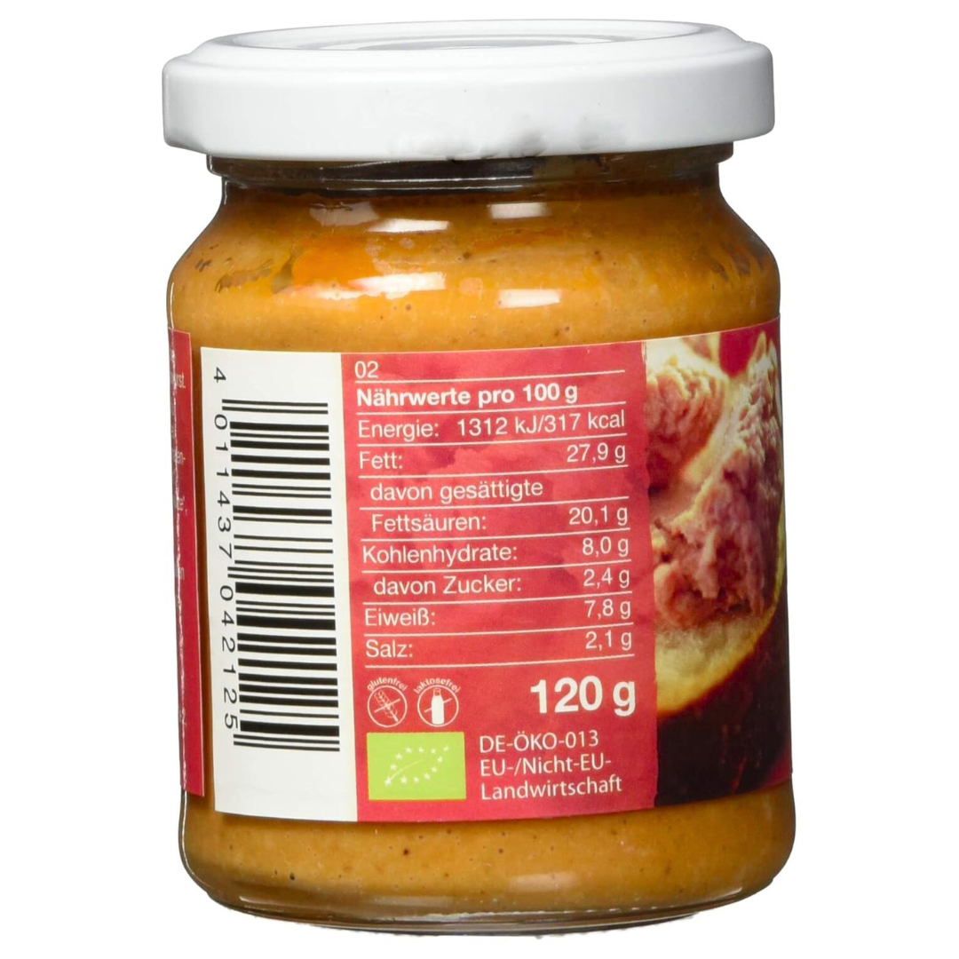 VITAM Vegane Streichwurst Feine Teewurst 120 g Glas Nährwertangaben