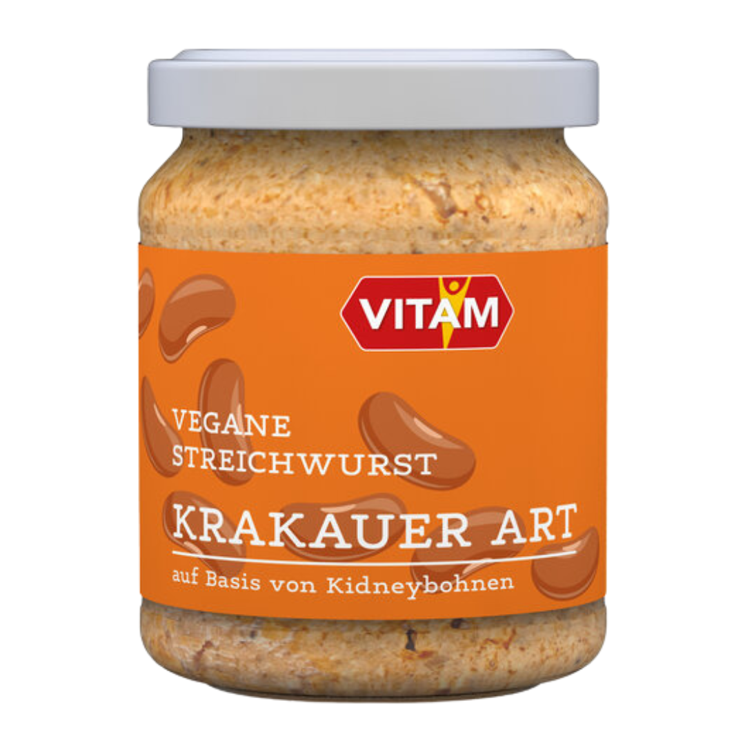 VITAM Vegane Streichwurst Krakauer Art 110 g Glas Vorderansicht