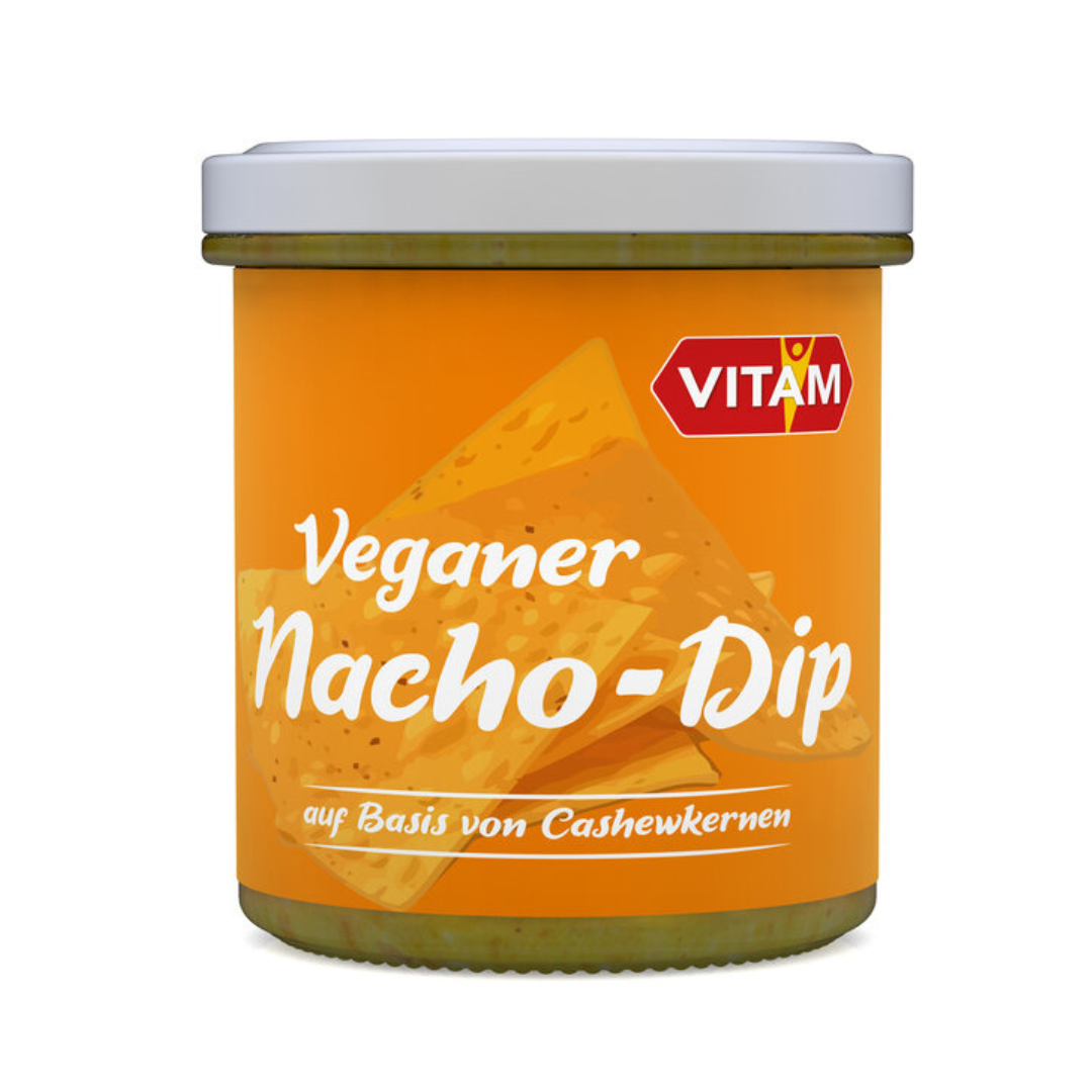 VITAM Veganer Nacho Dip 165 g – Käsealternative auf Cashewbasis, cremiger Dip für Nachos und Snacks