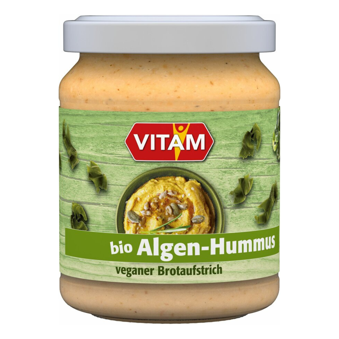 VITAM Bio Algen-Hummus 125g – veganer Brotaufstrich mit Algen und Kichererbsen im Glas