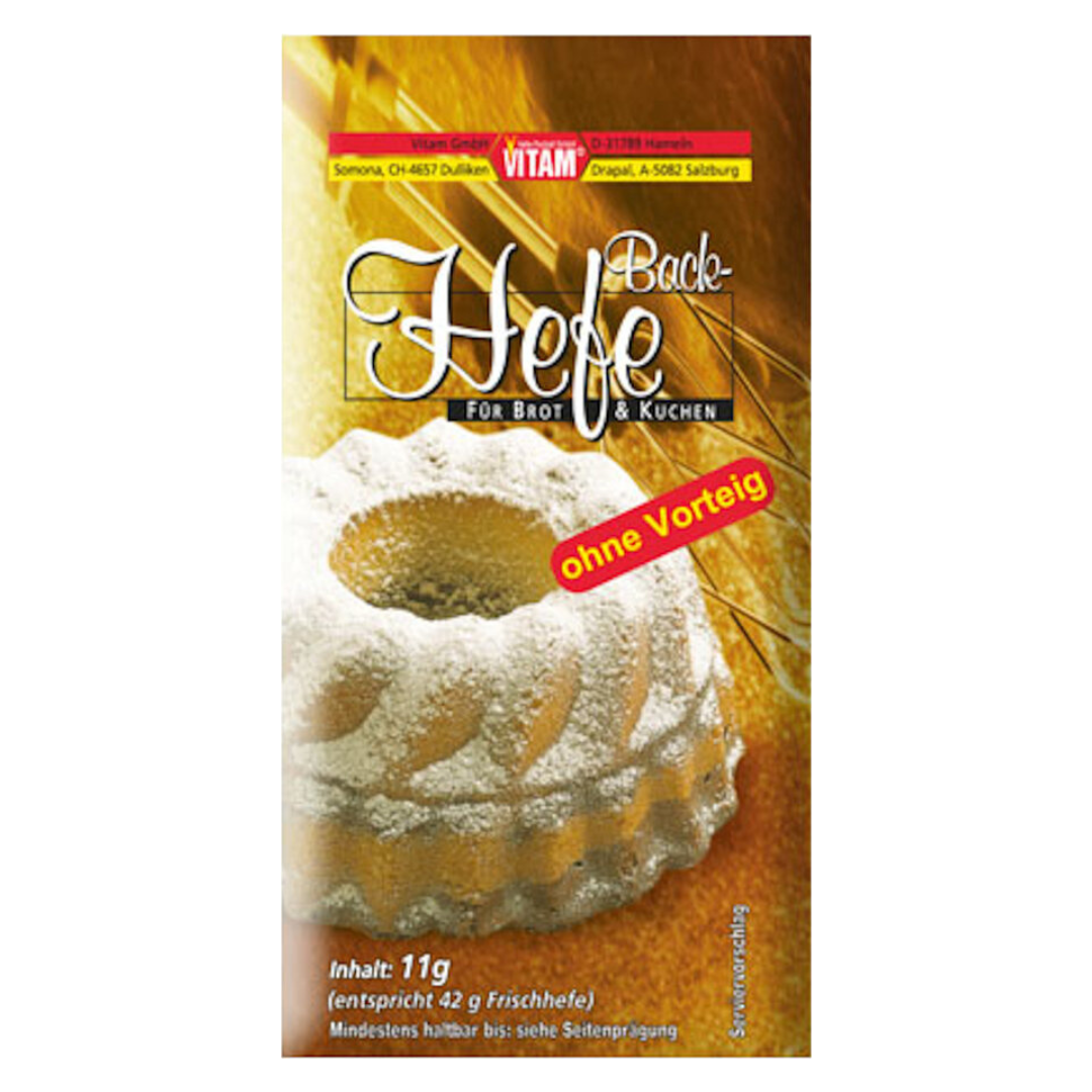 VITAM Backhefe 11g – Instant Trockenhefe ohne Vorteig für Brot und Kuchen
