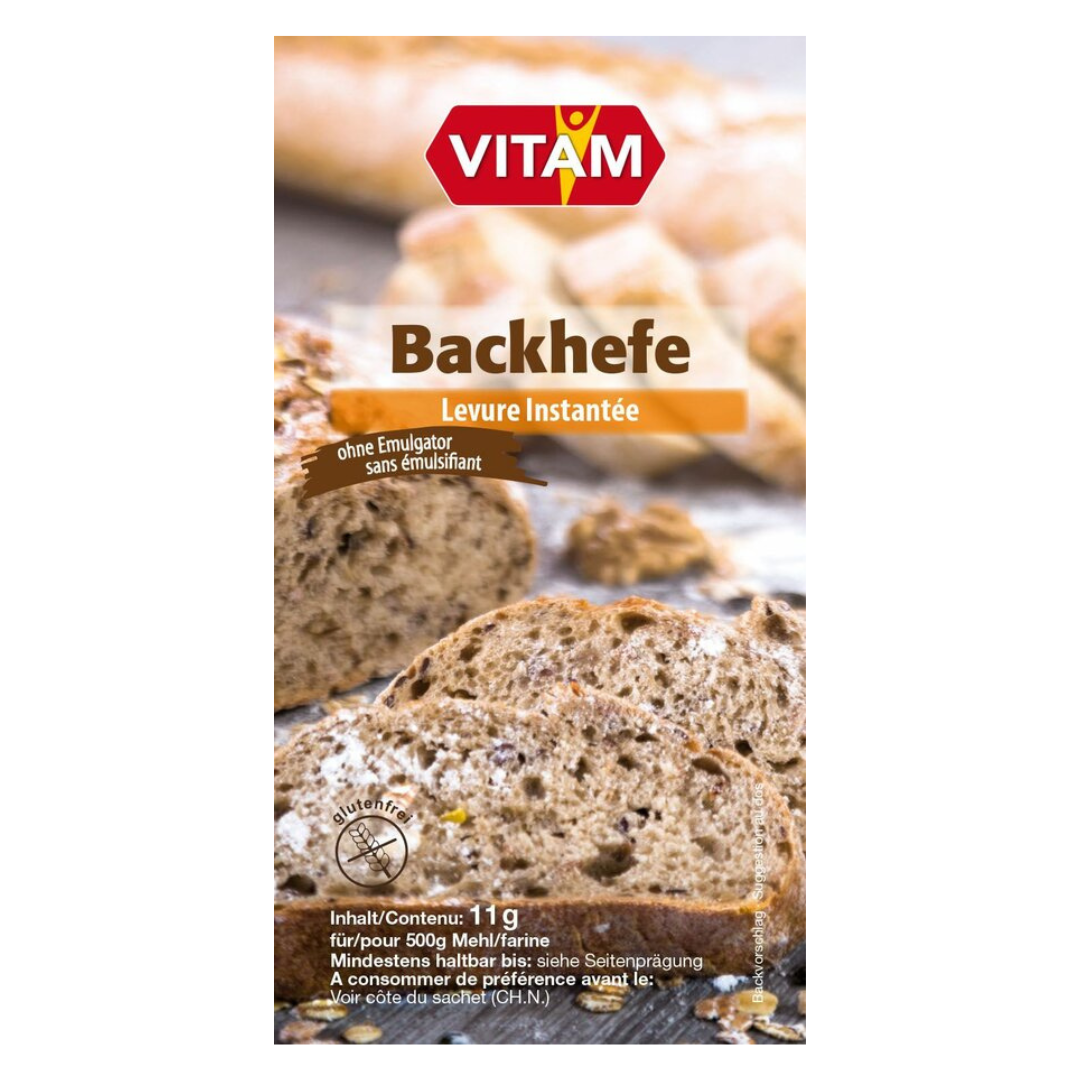 VITAM Backhefe 11g – Instant Trockenhefe ohne Emulgator für Brot und Brötchen