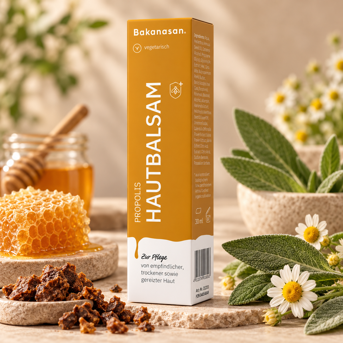Bakanasan Propolis Hautbalsam mit Propolis, Salbei und Kamille für trockene und empfindliche Haut