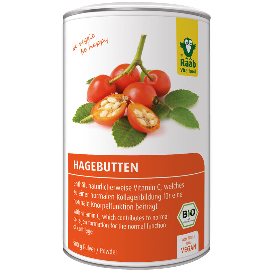 Raab BIO Hagebutten Pulver, 500g - Reich an Vitamin C und Lycopin