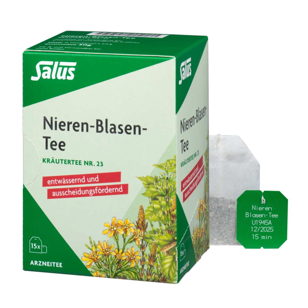 Salus Nieren-Blasen-Tee Nr. 23 – Packung mit 15 Filterbeuteln und einzelnem Teebeutel, Kräutertee zur Unterstützung von Niere und Blase