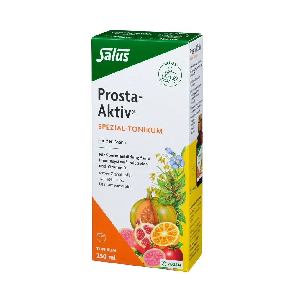 Prosta Aktiv Spezial-Tonikum von Salus in 250 ml Flasche, Verpackung Vorderansicht