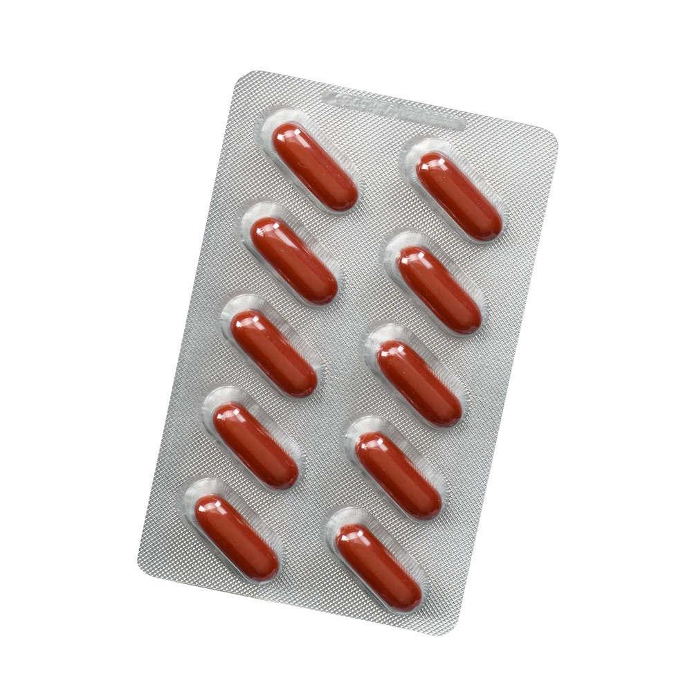 Blisterpackung Protecor Herz-Aktiv Kapseln von Salus – rote Kapseln mit Magnesium, Weißdornbeerenextrakt und Vitaminen