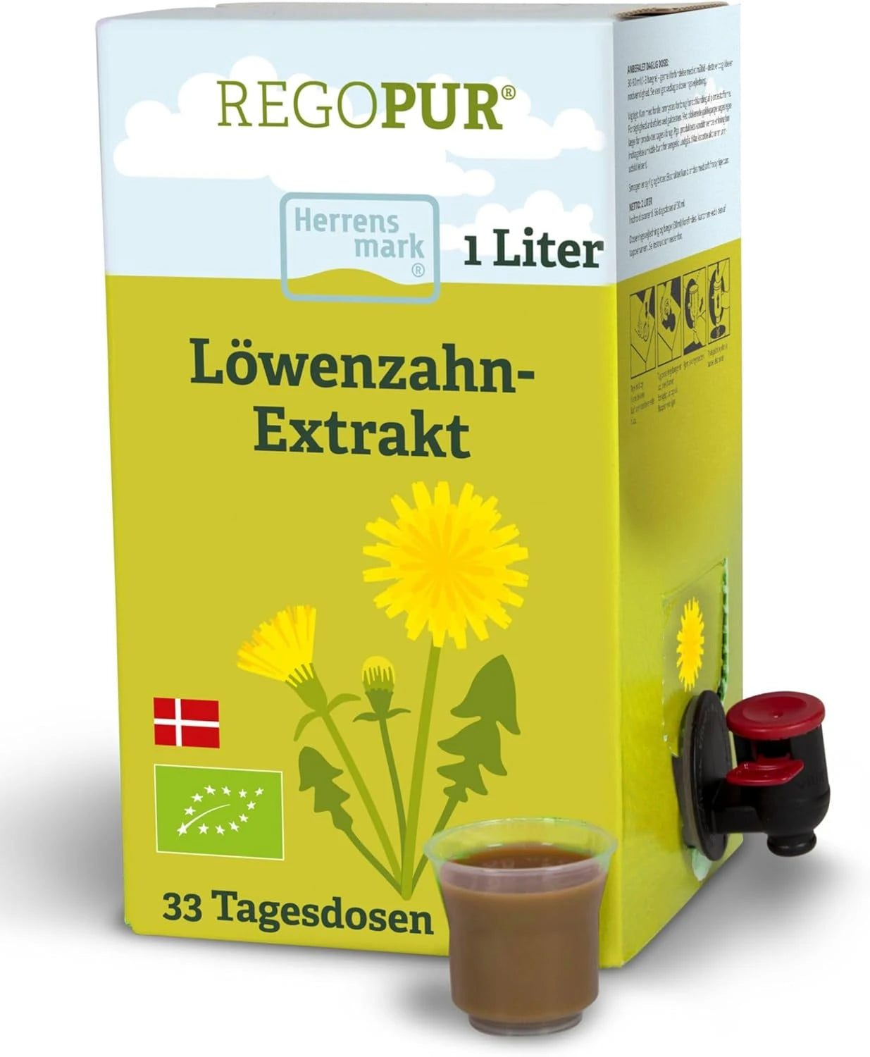 REGOPUR Löwenzahnextrakt 1 Liter – 33 Tagesdosen Bio-Löwenzahn aus Dänemark