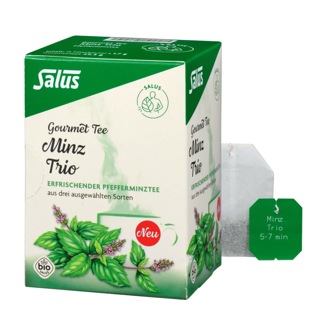 Verpackung Salus Gourmet Tee Minz Trio bio mit Teebeutel