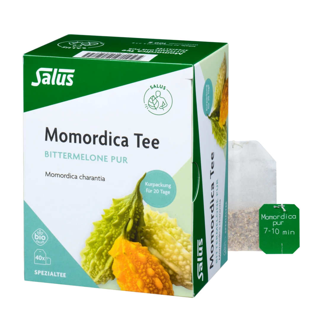 Salus Momordica Tee bio Bittermelone pur 40 Filterbeutel mit abgebildetem Teebeutel
